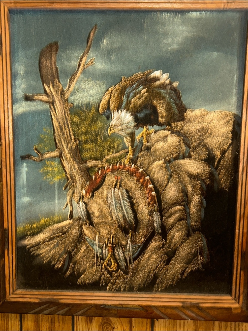 Eagle & Dreamcatcher Wall Art Canvas in Blue and Brown